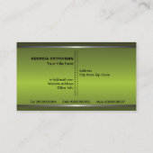 Metaal zilvergrijs, groen in het oog springend mon visitekaartje (Achterkant)