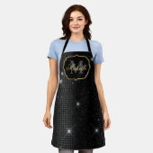 Metaal Zwart & Glitter Glam Stippen Monogram Schort (Gedragen)