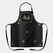 Metaal Zwart & Glitter Glam Stippen Monogram Schort (Voorkant)