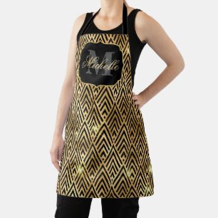 Metaal Zwart & Goud Glitter Glam Art Deco Schort