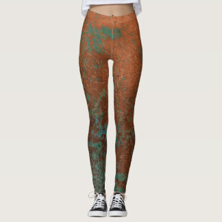 Metaalachtig Blauwgroen en koper Leggings