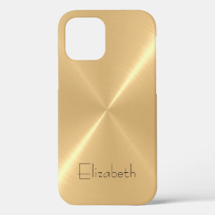 Metaalachtig Bleek Goud RVS Metaal Look iPhone 12 Pro Hoesje