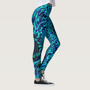 Metaalachtig effect met verdraaid blauw +groen afb leggings