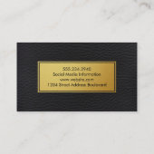 Metaalachtig goud- en leder- en bladetiket visitekaartje (Achterkant)