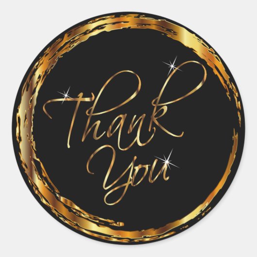 Metaalachtig goud en zwart ontwerp - Dank je wel Ronde Sticker (Voorkant)
