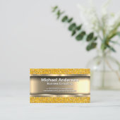 Metaalachtig Goud | Goud Glitters Visitekaartje (Staand voorkant)