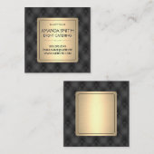 Metaalachtig Goud | Leren Bekleding Achtergrond Vierkante Visitekaartje (Voorkant / Achterkant)