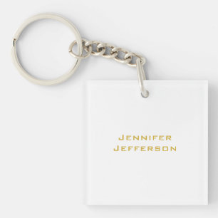 Metaalachtig Goud & Witte Professionele Moderne El Sleutelhanger
