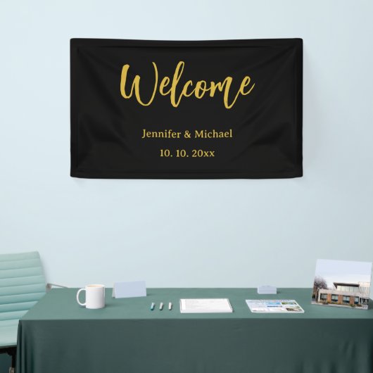 Metaalachtig Goud & Zwart Professioneel Modern Ele Spandoek (Beurs)