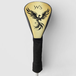 Metaalachtig Goud Zwarte Phoenix Monogram Initiaal Golfheadcover