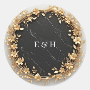 Metaalachtig Gouden Bloem Cirkel Frame Ontwerp ✨ Ronde Sticker