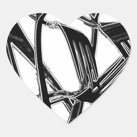 Metaalachtig Hart Sticker (Voorkant)