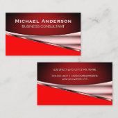 Metaalachtig Rood Zilver Abstract Visitekaartje (Voorkant / Achterkant)
