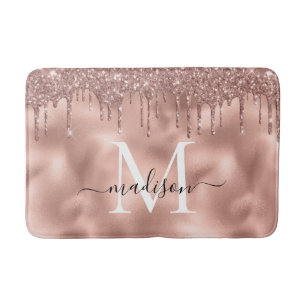 Metaalachtig Roos Gold Monogram Roze Glitter Drive Badmat