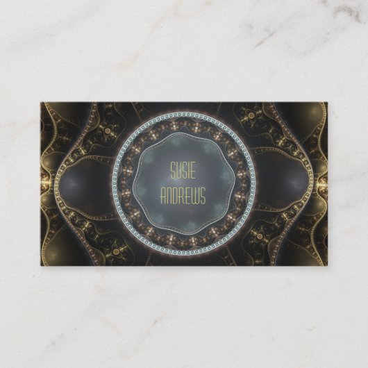 Metaalachtig  Steampunk Fractal Afbeelding Visitekaartje (Voorkant)
