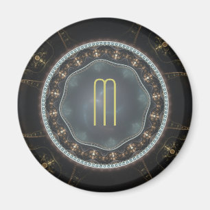 Metaalachtig Steampunk Fractal Monogram Afbeeldin Magneet