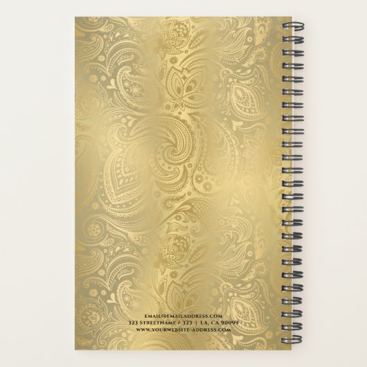 Metaalachtig uiterlijk goud met gouden paisley planner (Achterkant)