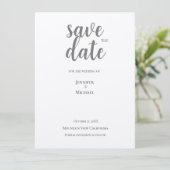Metaalachtig Zilver Minimalistische Moderne Trendy Save The Date (Staand voorkant)