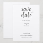 Metaalachtig Zilver Minimalistische Moderne Trendy Save The Date (Voorkant / Achterkant)