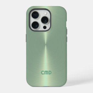 Metaalachtige Bleekgroene Textuur RVS-Uiterlijk iPhone 15 Pro Hoesje