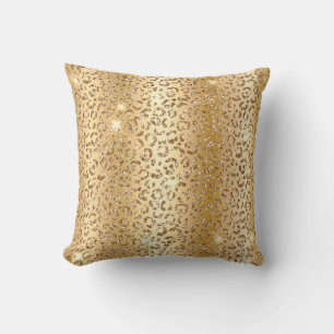 Metaalachtige Goud & Glitter Glam Luipaardvlekkenp Kussen