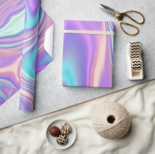Metaalachtige Iriserende Regenboog Roze Aqua Paars Cadeaupapier