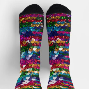 Metaalachtige Pailletten Glitter Abstract Pixel Pa Sokken