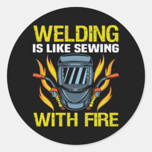 metaalambachtsman Meme Welding is als naaien met Ronde Sticker