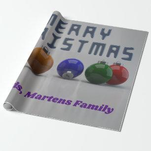 Metaalblauw lettertype en kerstmis voor sierdoelei cadeaupapier