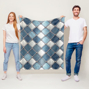 Metaalblauwe diamant - Geometrisch industrieel Fleece Deken