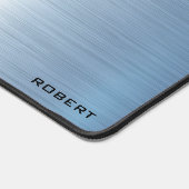 Metaalblauwe textuur minimalistisch, monogram bureaumat (Hoek)