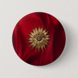 Metaalbloem op zijde.jpg ronde button 5,7 cm