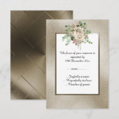 METAALBRONS RELIËF WITTE BLOEMEN CUSTOM RSVP (Voorkant / Achterkant)