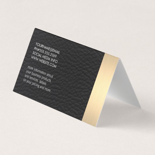 Metaalgarnaal en leder met strips visitekaartjes (Achterkant)