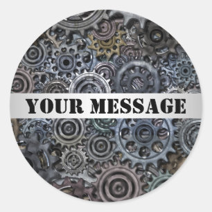  metaalgestel Steampunk-ontwerp Ronde Sticker