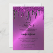 Metaalglitter dripping Birthday Invitation Kaart (Voorkant)