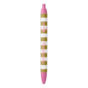 MetaalGold Stripes en roze Nautisch Zwarte Inkt Pen