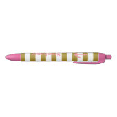 MetaalGold Stripes en roze Nautisch Zwarte Inkt Pen (Bodem)