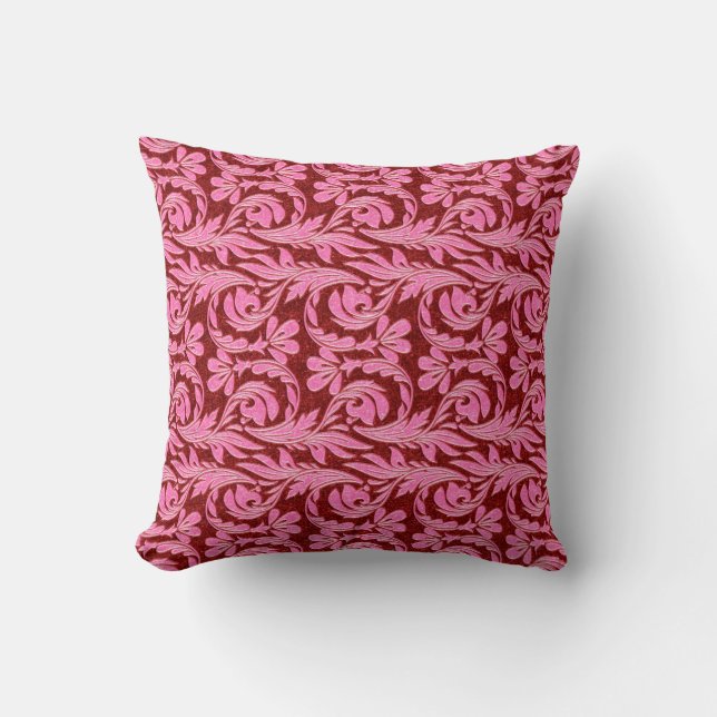 Metaalgolven, roze-rood-vierkant Sierkussen (Voorkant)