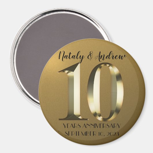 Metaalgoud 10e bruiloft magneet (Voorkant / Achterkant)