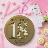 Metaalgoud 18e verjaardag papieren bordje (Feest)