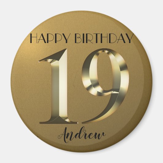 Metaalgoud 19e verjaardag magneet (Voorkant)