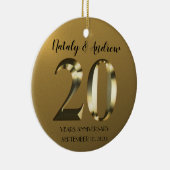 Metaalgoud 20e Jubileum voor bruiloft Keramisch Ornament (Rechts)