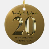 Metaalgoud 20e Jubileum voor bruiloft Keramisch Ornament (Achterkant)