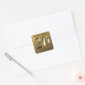 Metaalgoud 20e Jubileum voor bruiloft Vierkante Sticker (Envelop)