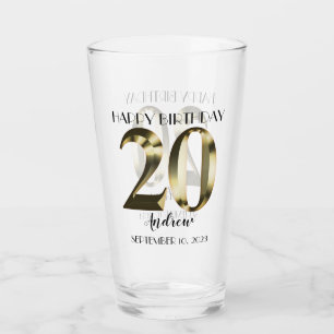Metaalgoud 20e verjaardag glas