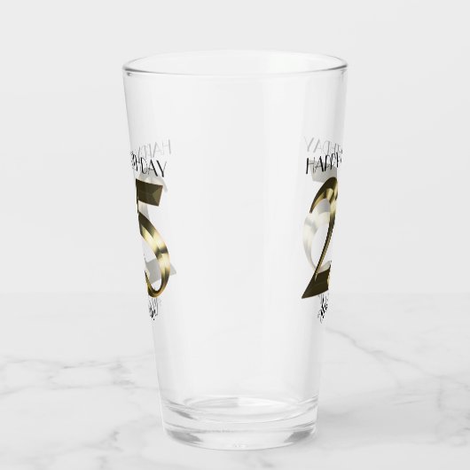 Metaalgoud 25e verjaardag glas (Rechts)