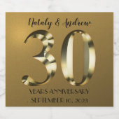 Metaalgoud 30e Jubileum voor weddenschappen Sparkling Wijnetiket (Enkel label)