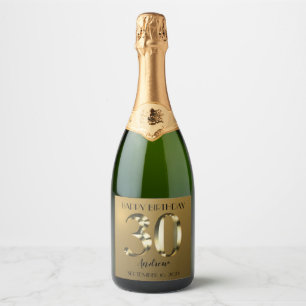 Metaalgoud 30e verjaardag sparkling wijnetiket
