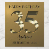 Metaalgoud 35e verjaardag wijn etiket (Enkel label)
